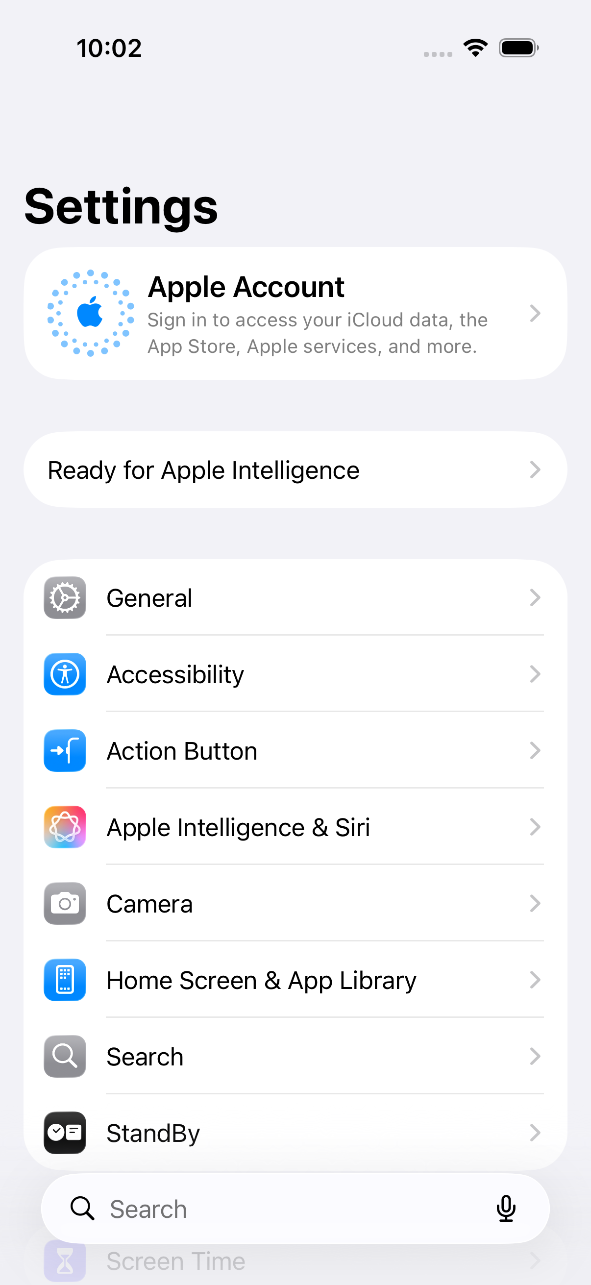 iOS Settings app